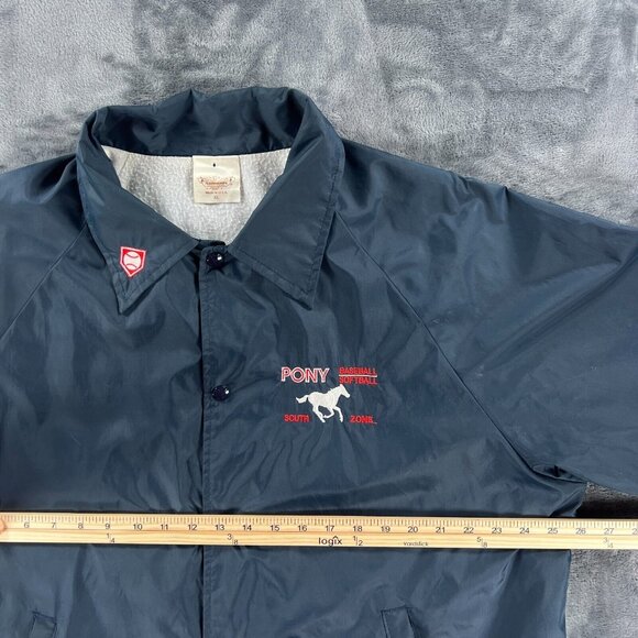 Auburn Sportswear Nylon Coach Jacket Men XL Pony Baseball Softball Vintage 80's - Picture 6 of 16